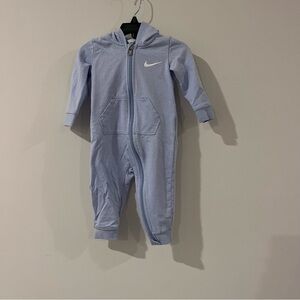 Nike Baby Boy Hooded One Piece Jumpsuit Light Blue 12m Pocket Zip Up